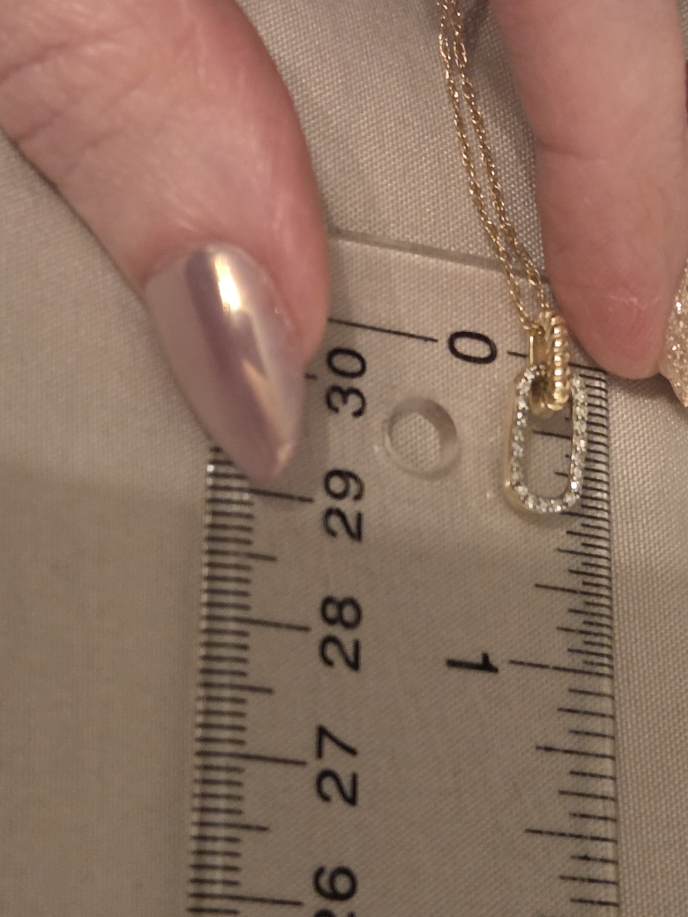 Zales 10K Gold Necklace w/Pavé Diamond Paperclip Doorknocker Pendant - Picture 13 of 16